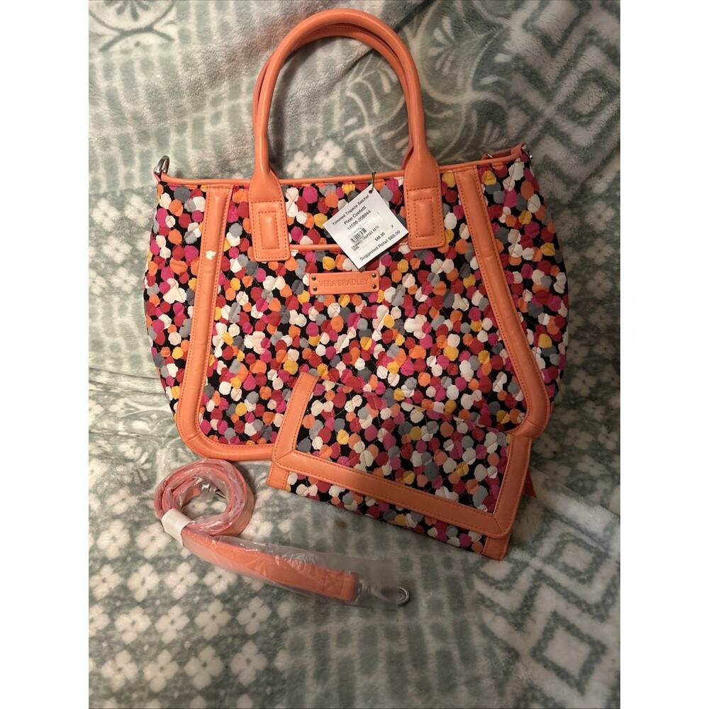 Vera Bradley Satchel Wallet Set Pixie Confetti Retro Y2K Festival Coral